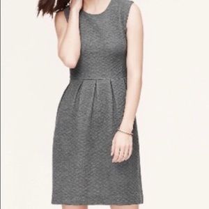 Loft Gray Quilted Sleeveless Fit and Flare Dress